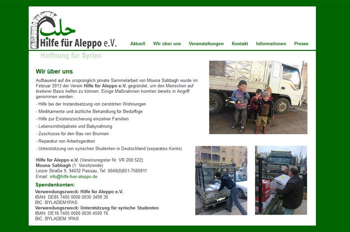 hilfe-fuer-aleppo.de
Hilfe für Aleppo e.V.
Hoffnung für Syrien